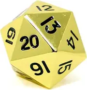Hedral Massive! Solid Metal Jumbo 35mm d20 Spin Down Life Counter Dice Die Bright Gold MTG