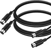 MIDI Cable, 2-Pack 6.6ft/2m Male to Male 5-Pin MIDI Cable for Keyboard Synthesizer, Controllers, Rack Synth, External Sound Cards, Sampler, Drum Machines, Workstations, Hardware Sequencers