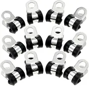 YAKATGVGYS 12Pcs Durable Metal P Clips Rubber Lined Wiring Hose Pipe Clamp Camper Hydraulic 3/16" Brake Gas Line Pipe Fixing Clamp Cramp Automotive fasteners and clips