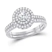 14k White Gold Round Diamond Bridal Wedding Ring Set 1-1/3 Cttw