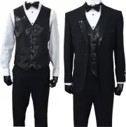 Men's 3-PC Black Tuxedo Suit 2-Button Metallic Lapel/ Come with Vest Pants New