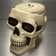 Ebros DOD Ossuary Skull Cranium Coaster Set Holder 7 Pc Set, New W/Tag Halloween
