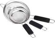 GREENADSCAPE Stainless Steel Flour Sieve Set of 3 Practical Flour Sifter Manual Colander Fine Mesh Kitchen Sieve Long Lasting