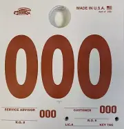 Auto Service Dispatch Numbers Mirror Tags 3-Digit White - 1000 Qty (U2)