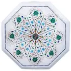 Patio Side Table Top with Pietra Dura Art Octagon Marble Coffee Table for Home