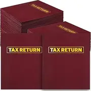 Chivertion 50 Pcs Tax Return Folders Bulk, Two Pocket Folders with Gold Printed Label, Letter Size Folders for Tax Professionals and Storing or Handling Personal and Customer Tax Returns (Red)