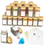 Glass Spice Jars with Label, Spice Jar Set with Bamboo Lids 4oz Seasoning 24