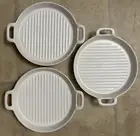 3 CERAMIC MINI (6 1/4") ROUND BAKING DISH WITH HANDLES DISHWASHER/MICROWAVE SAFE