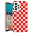 For Samsung Galaxy A23 5g A52 A53 TPU Case Cover+Glass(Checker Red)