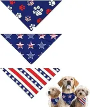 Dog Cat 4th of July Bandanas for Dogs Cats Independence Day Outfits Collar Bandana for Cats Patriotic Dog Bandanas for Holidays Fourth of July Scarf for Dogs Independence Day Cat Collar Bandana 3 Pcs