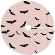 Halloween Tree Skirt 48" Bat Black and Pink Christmas Xmas Tree Skirts Large ...