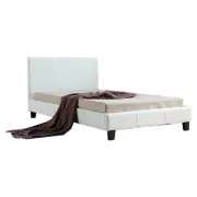 Palermo King Single Upholstered Bed Frame with Headboard & Slats – White PU Leat