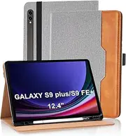 Case for Samsung Galaxy Tab S10+ Plus 2024 / S9 FE+ Plus/ S9+ Plus 12.4 Inch 2023 Magnetic Multi-Angle Leather Folio Stand Shell Folio with Card Holder Galaxy Tab S9+/S9 FE+,Grey