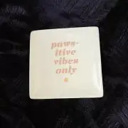 "paws-itive vibes only" square decorative trinket tray by Pet Shop Fringe Studio
