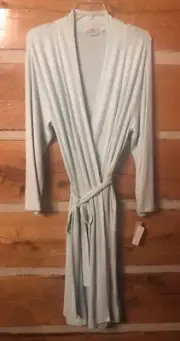 NATORI long Knit Robe - Small Aqua