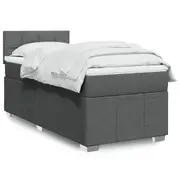 Box Spring Bed with Mattress Dark Grey King Single Fabric vidaXL
