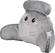 Reading Pillow Adult for Bed Plush Bed Pillow for Reading Detachable Reading Cushion Backrest Husband Pillow Washable Back Support Pillow for Lounging, Working, Watching TV 27.5 x 16.9inch (Gray)