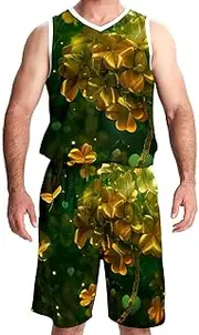 [KQNZT] Basketball Jersey with Shorts, Custom Basketball Jersey, Mens Basketball Jerseys, Clover St Patrick's Day