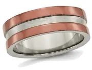 Mens Chisel Titanium 8mm Wedding Band Ring with Brown Plating