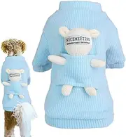 Turtleneck Dog Sweater,with Bear Doll Turtleneck Knitted Cat Outfits - Lovely Style Thicken Knitting Warm Pet Clothes for Photo Props
