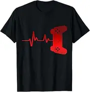 [X.Style] ECG Heartbeat Gamer Console Video Gamer Computer Nerd Pc ds964 T-Shirt (S) Black