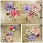 HandmadeByElle.Flower Paper Set.Paper flower Wall Decor. Nursery Flowers Paper