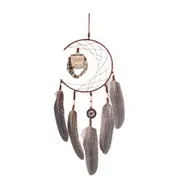 Simple Owl Wind Chime Dream Catcher Natural Feather Wall Hanging Home Interior