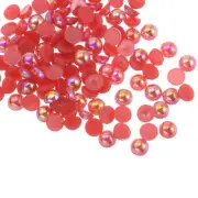 720pcs ABS Half Pearl Beads 6mm Flat Back Imitation Pearl Colorful Red