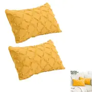 2pcs Throw Pillow Covers Plaid Textured Cushion Covers Broadside for Couch Living Room Home Decoration -Yellow