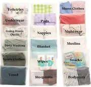 [Qualite] 22 x Maternity Hospital Bag Organiser Pouches - Hospital Bag Maternity Essentials for Newborn Baby Changing Bag or Baby Hospital Bag Organiser Pouches - 38 x 28cm Hospital Organiser Pouches Labelled