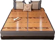 Carbonized Bamboo Summer Sleeping Mat,Foldable Rattan Mattress,Cooling Mattress Topper Pad,