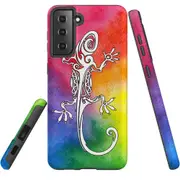 For Samsung Galaxy S22+ Plus Case, Armour Cover, Rainbow Lizard