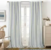 Farmhouse Linen Blend Blackout Curtains 84 52"W x 84"L (Pack of 2) *Linen/Navy