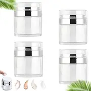 4 pcs Airless Pump Jars Cream Jar Vacuum Bottle,30ml Moisturiser Container,Refillable Travel Cream Bottle Portable Cosmetic Container (30ml, Pressing Style)