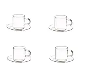 Set of 4 Odin Coffee Mug Glass Tea Borosilicate Thermal Heat Resistant 90ml
