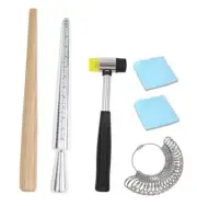 Ring Mandrel Metal Ring Sizer Set with Jewelry Rubber Mallet Hammer Rings Size