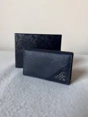 Prada Saffiano Leather Logo Wallet - Black - NEW - Authentic