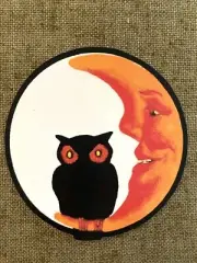 U Pick Vintage Inspired Owl on Orange Man in Moon Halloween Cardstock Decoration