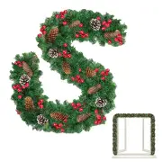NNEOBA Luxury Christmas Pine Garland with Berries & Cones