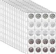 Coin Collecting Pages Coin Protectors Coin Sleeves Plastic Ring Binder for Coin Album Coin Collection Holder for Collectors Coin Wrappers 3-Hole Coin Binder Inserts (20Pocket,4.5x4.5cm,15 Sheet)
