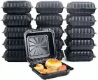 50 Pack to Go Containers 8 Inch Reusable Black Clamshell Take Out Food Prep Cont