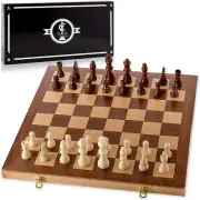 Wooden Chess Set Felted Game Board Play Portable Storage Travel Case Gift 15"