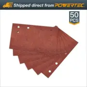 POWERTEC 4R13506-50PK A/O Hook & Loop Sander Abrasive Sheet Replacements, 60Grit