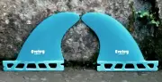 3.6" Classic Side Fins, mid blue Pro Glass with a machined finish.