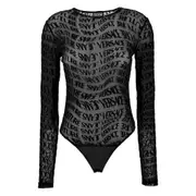 [Versace Jeans Couture] Versace Jeans Couture Logo-print Mesh Bodysuit 38 IT BLACK
