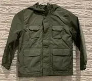 Girl’s Old Navy Army Green Rain Coat/Jacket, Size XS (5), Pockets, Full Zip/Snap