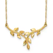 14K Yellow Gold Polished Leaf Necklace