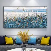 Oil Painting Handmade Hand Painted Wall Art Abstract Plant Floral Blue Lavender Home Decoration Decor Rolled Canvas No Frame Unstretched