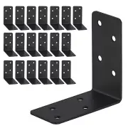 20Pcs L Bracket3x3x1.5 Heavy Duty Corner Brace2mm Steel Shelf BracketBlack