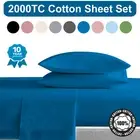 100% Egyptian Cotton Flat Fitted Sheet Set 2000 TC Single/Twin/Queen/King Bed